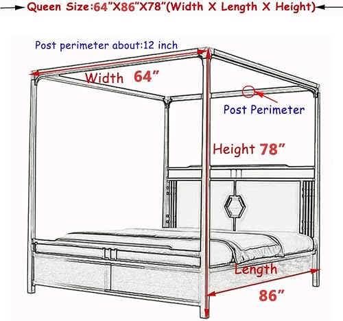 Miniatura 4 de SCMTY Toldo de cama de 4 postes de esquina de princesa y bonita mosquitera para cama de niñas, dormitorio de adultos, habitaciones de niños red de