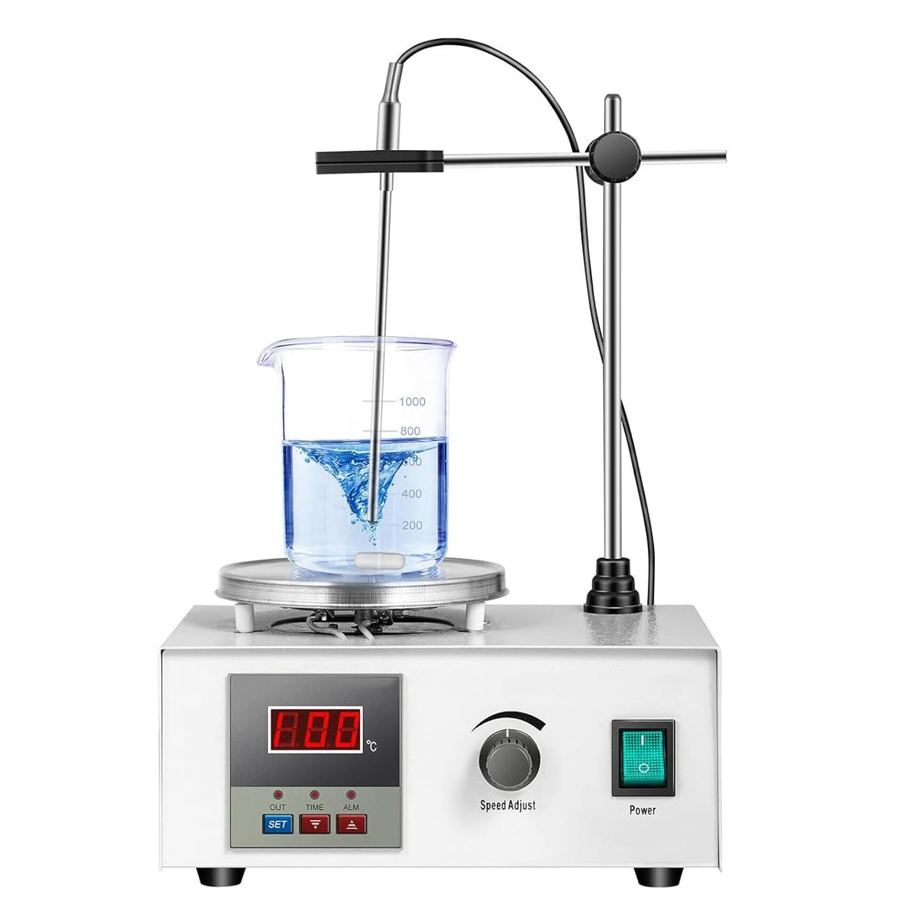 Placa Calefactora con Agitador Magnético, Agitador De Laboratorio con Pantalla Digital LED, Temperatura Constante/bajo Ruido/Ajuste De Velocidad: 0-2400 RPM, Adecuado para Campo Bioquímico