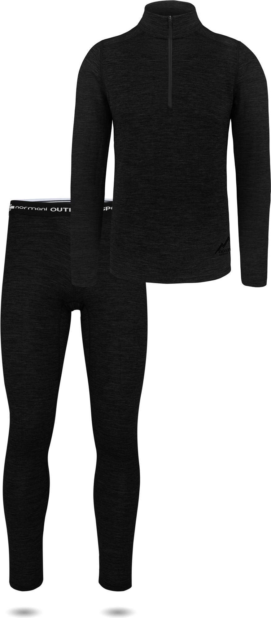 normani Herren Thermounterwäsche-Set 100% Merinowolle Pullover mit YKK-Reißverschluss und Thermounterhose