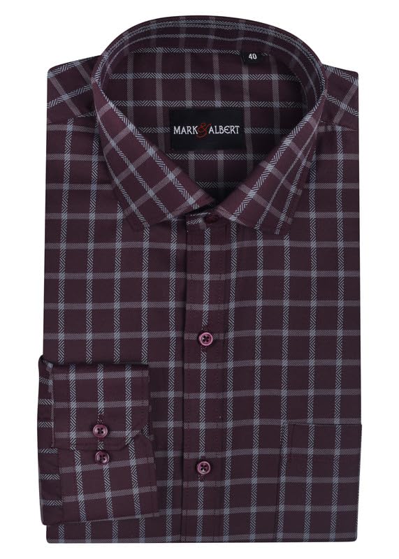 Image of MARK & ALBERT 100% Cotton Full Sleeves Regular Fit Formal Shirt for Men Blue
