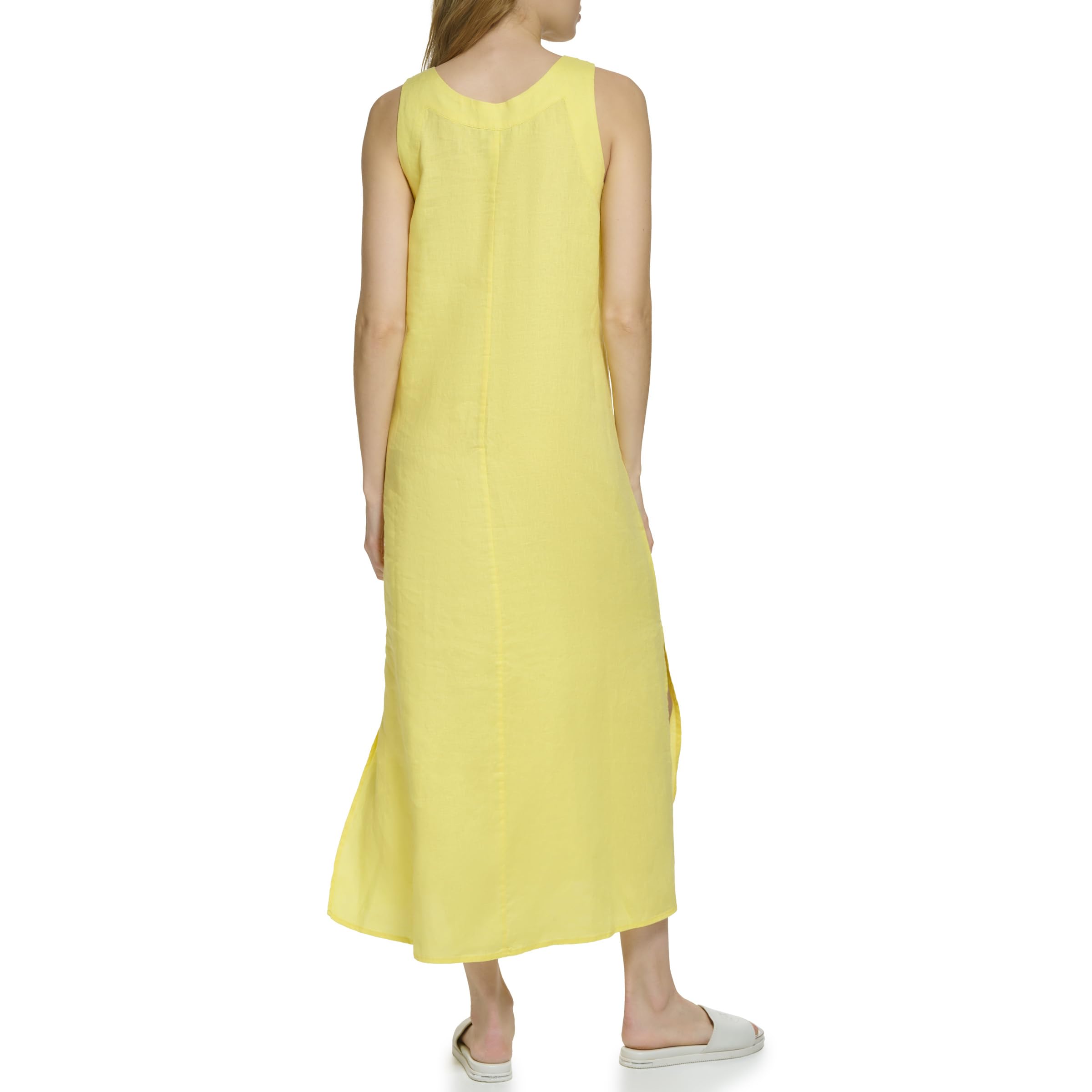 DKNY Damen Lightweight Linen Maxi Dress Kleid