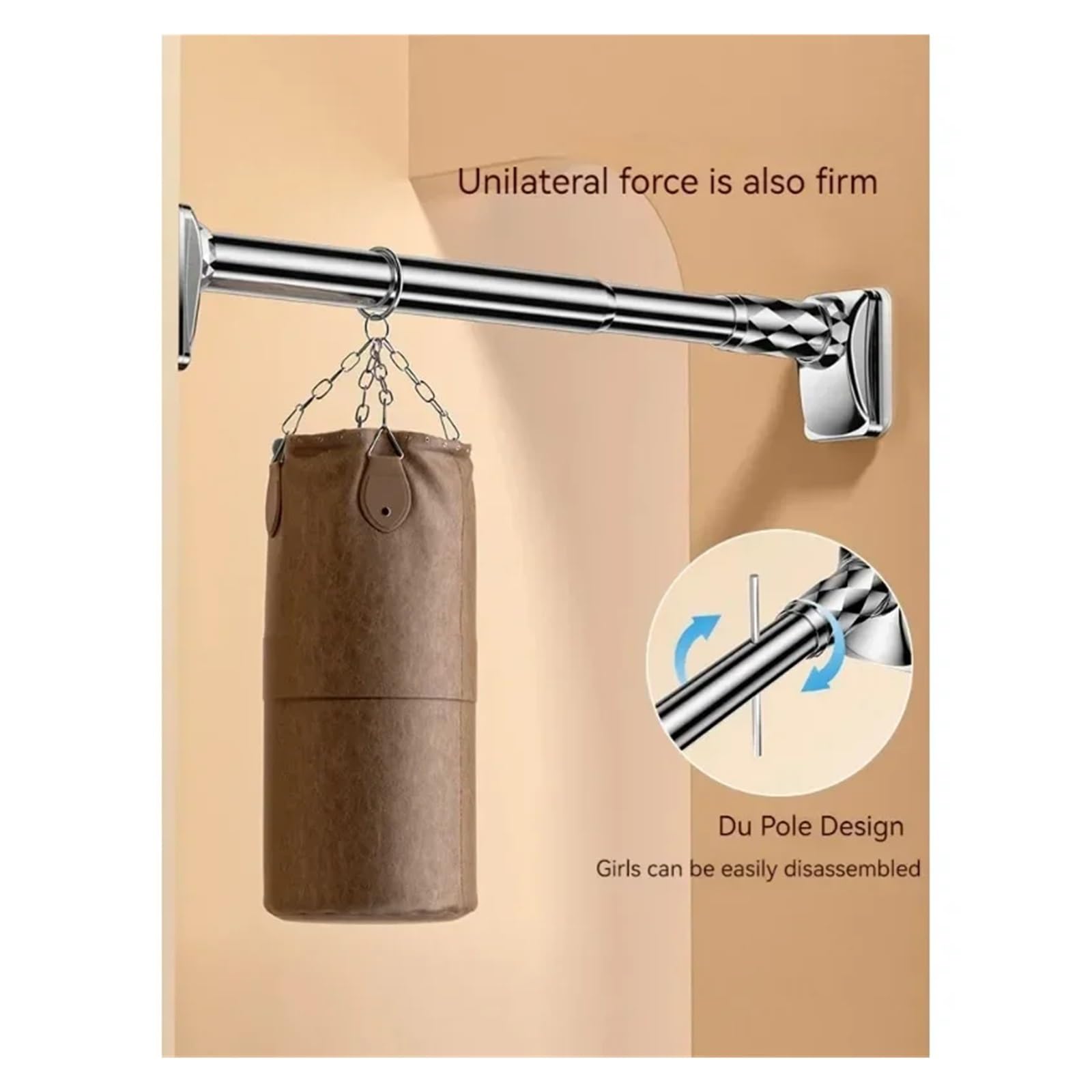 Barra de cortina ducha ajustable acero inoxidable, tendedero telescópico sin taladro Para Armarios, Guardarropas(Black1.1-1.9m)