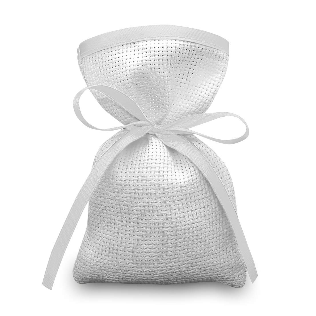 STOCK 80 SACCHETTI BOMBONIERA PORTACONFETTI TELA AIDA CON PIZZO -... | su