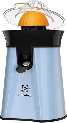 Eurolux Exprimidor eléctrico de naranja, elegante exprimidor de jugo de cítricos sin esfuerzo para limón, lima, pomelo  Potente motor con 2 conos