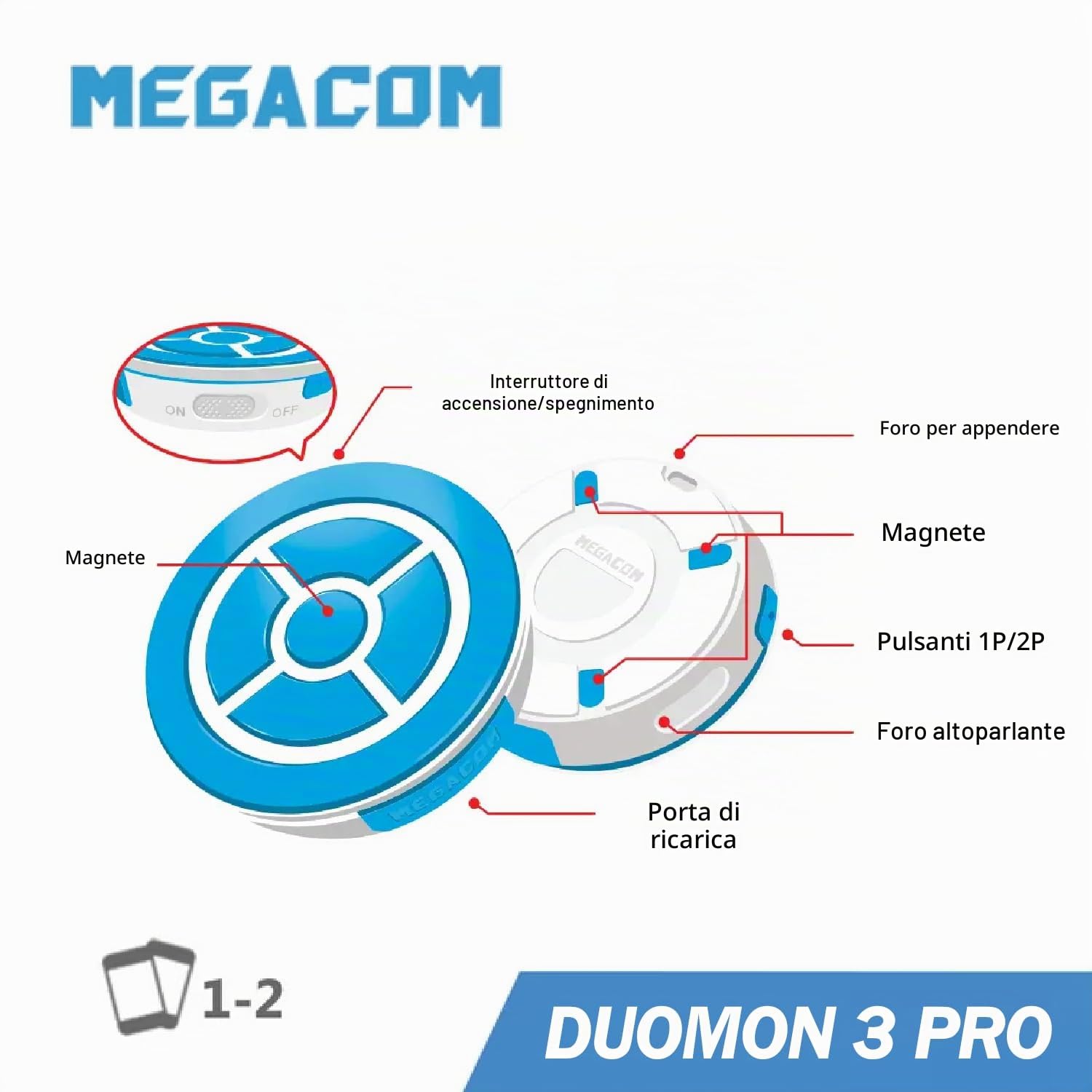 MEGACOM DuoMon 3 Versione Pro-Caricamento senza fili, Rotazione Automatica/Cattura Automatica/Dispositivo Bluetooth per Account Doppi per Poké Go, Portata di 20m, Compatibile con iOS 14+/Android 8+