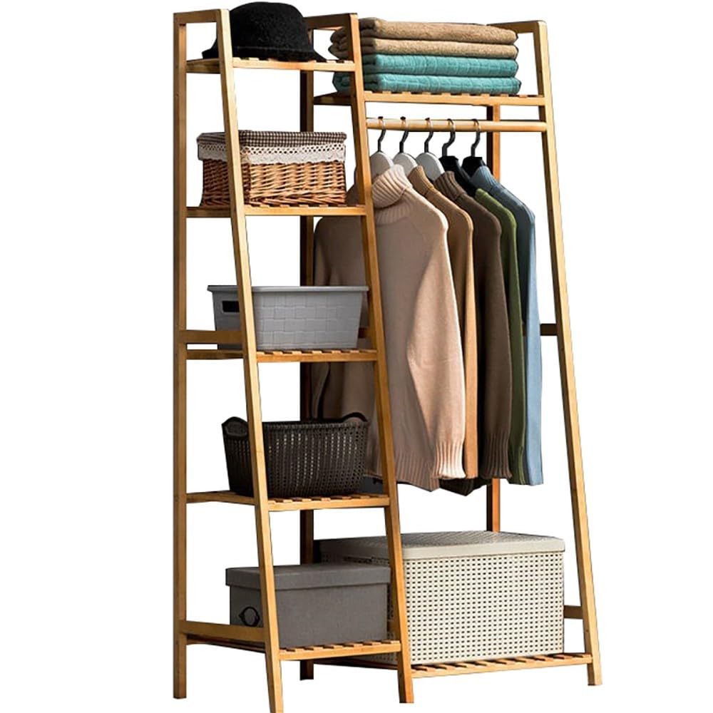 Armoire-Manteau en Bambou durable avec étagères de rangement