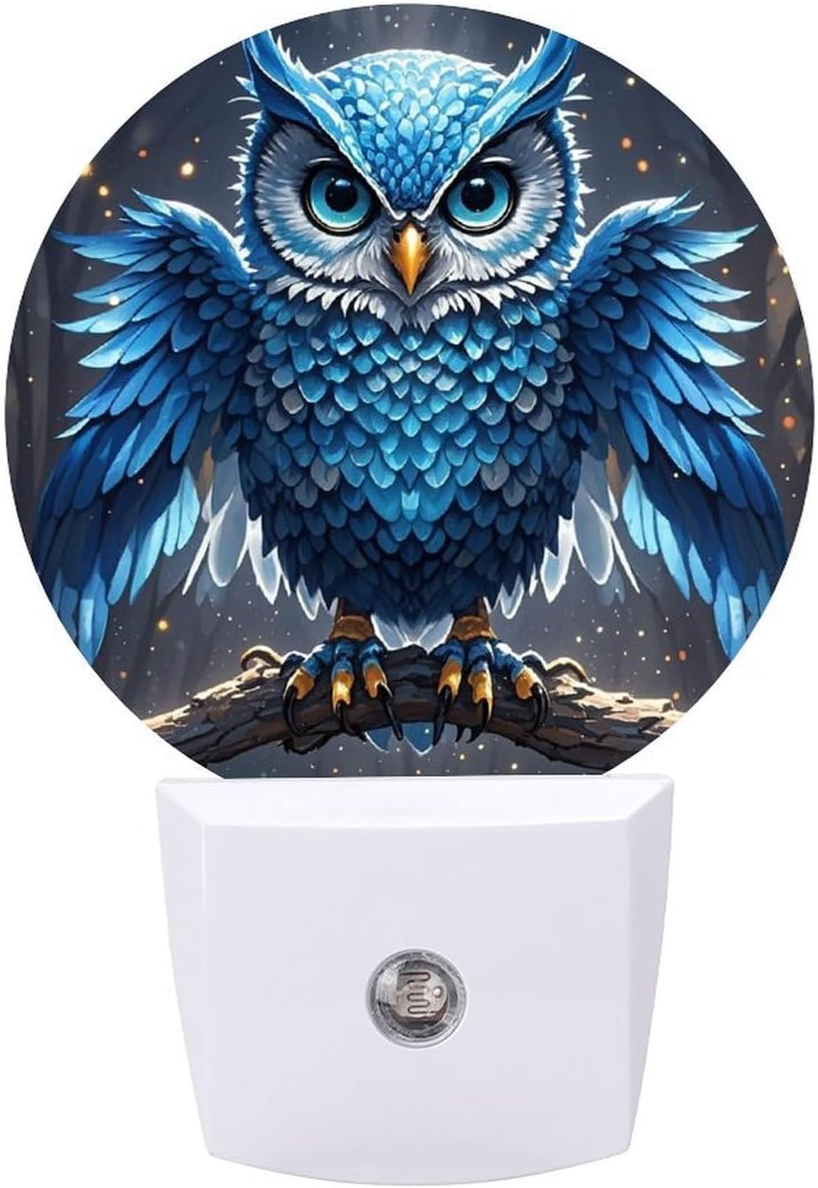 Blue Owl LED Night Lights Plug Into Wall Auto Dusk to Dawn Sensor Plug-in Round Night Light Soft White Nightlights 0.5w for Bedroom Bathroom Stairs Hallway 11.2x5x7.5cm