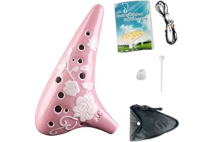 12 Holes Pink Ceramic Frog Ocarina AC Relief