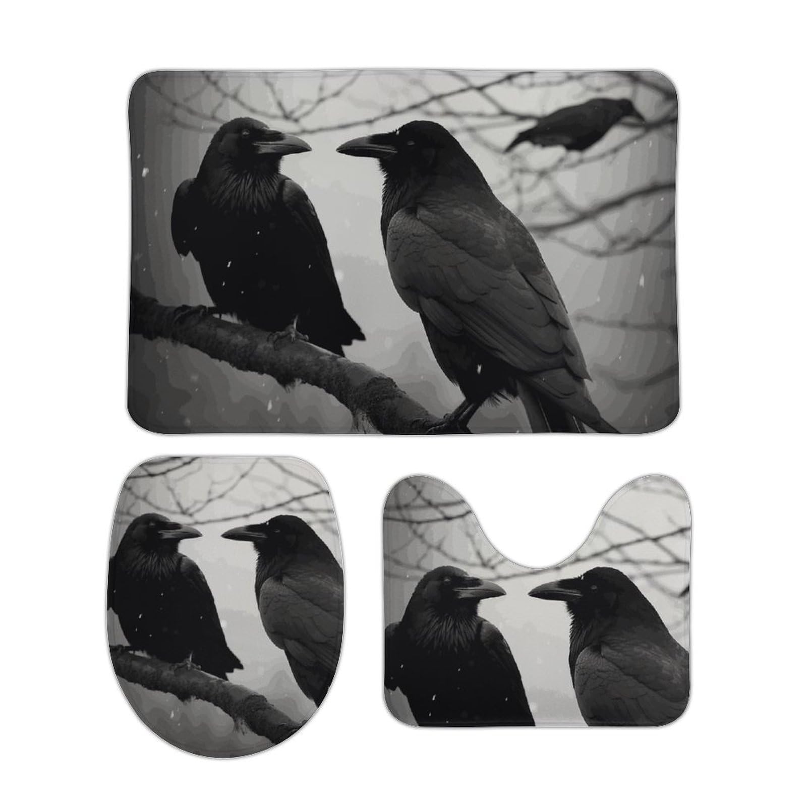 Tapis de bain antidérapants lot de 3 pour sécuriser le sol et habiller les WC oiseaux