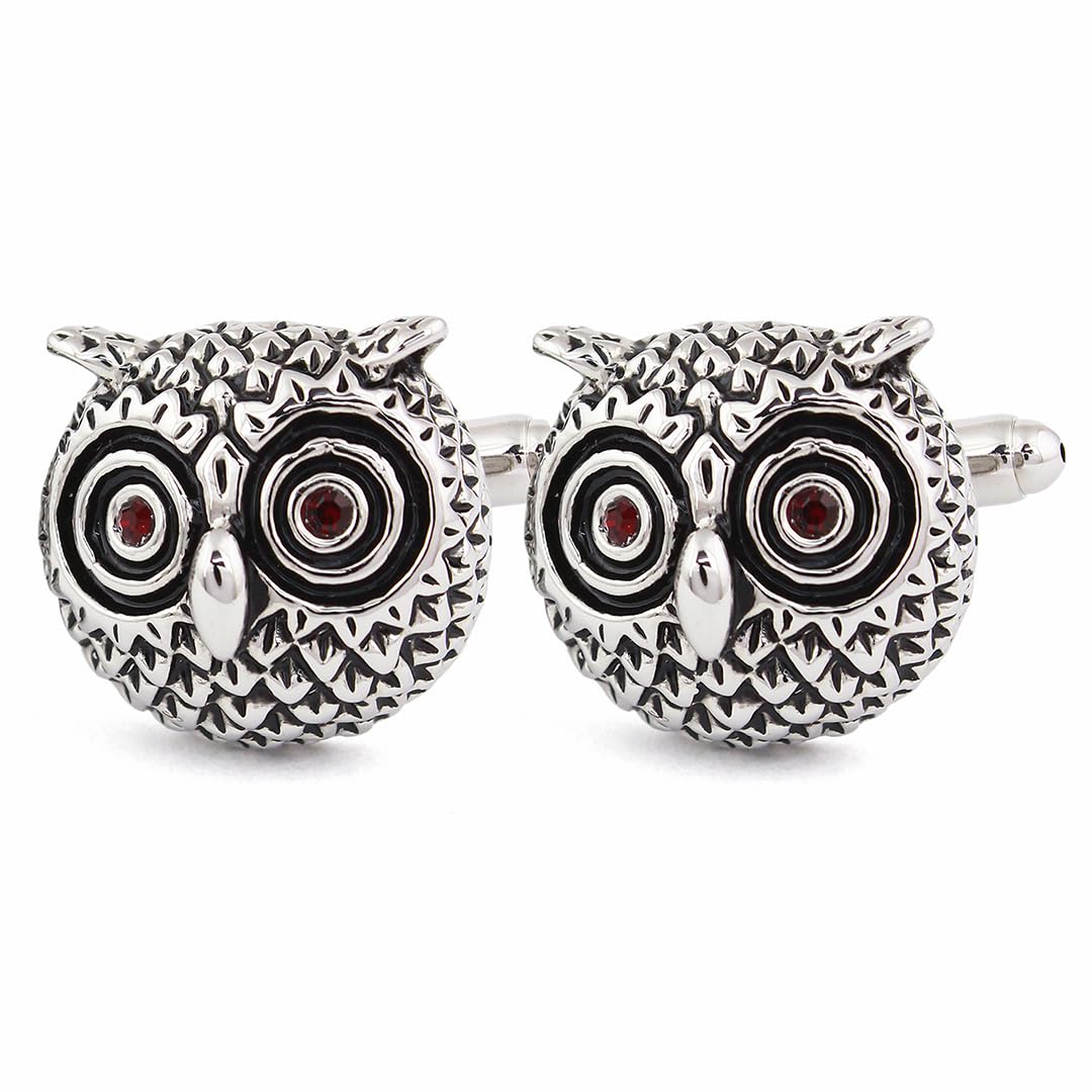 Witty Owl Enamel and Crystal Cufflinks for Men