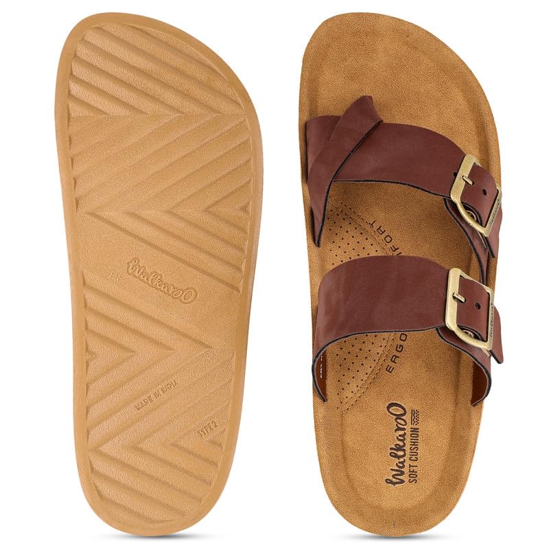 Image of WALKAROO Men's Slip-On Sandals|Soft Cushion Footbed, Adjustable Dual Buckle Straps,Lightweight Flexible Sole, Anti-Slip|Daily Wear, Casual,Office Wear Sandals|WGR53247