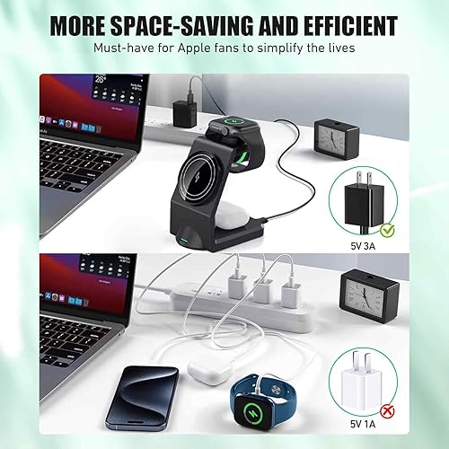 Miniatura 7 de Estación de carga inalámbrica magnética 3 en 1 para Apple múltiples dispositivos, soporte de carga inalámbrico para Apple-1514 Pro Max, iWatch