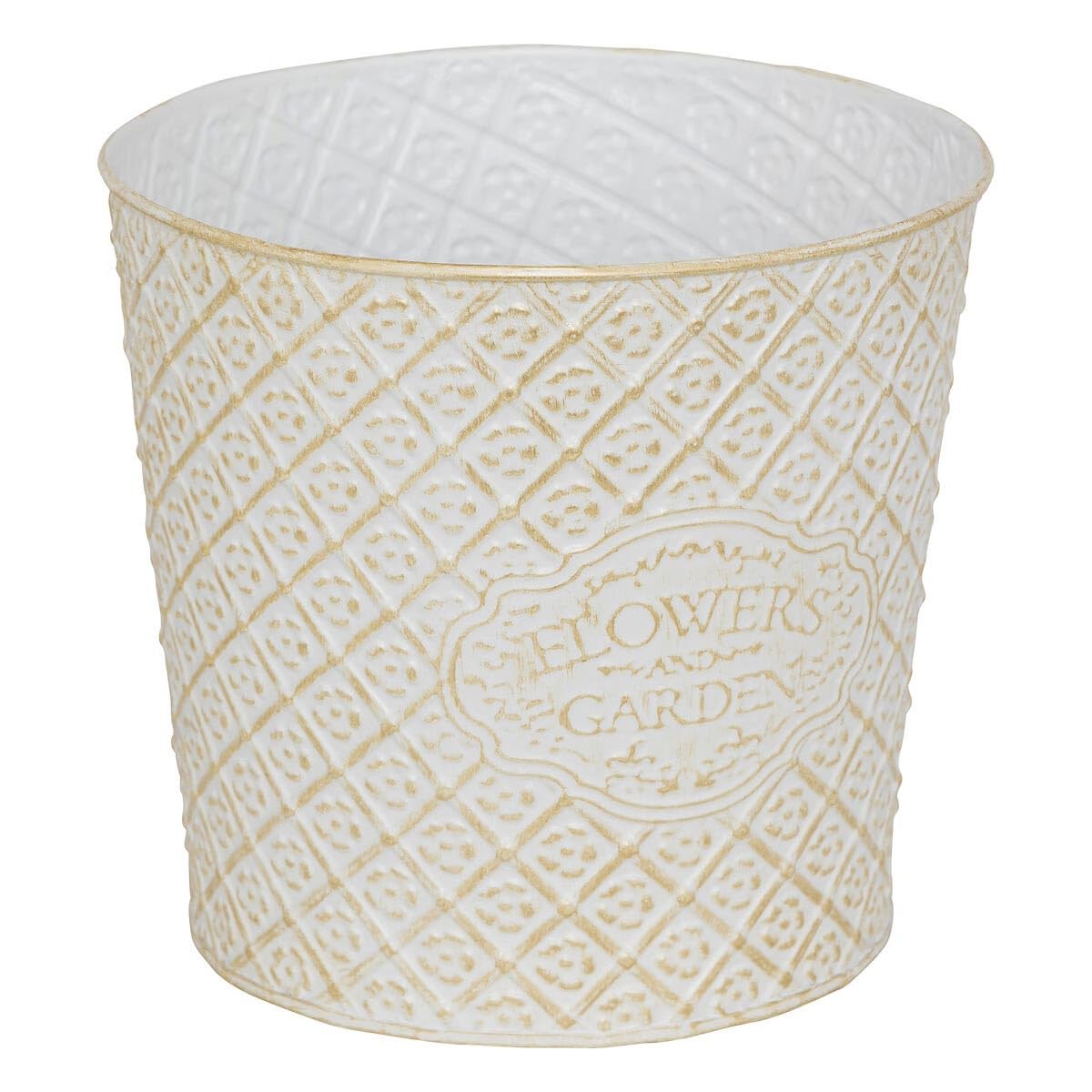 Atmosphera Créateur d'intérieur - Lot de 2 Cache-Pots en Métal Tino 22cm Blanc