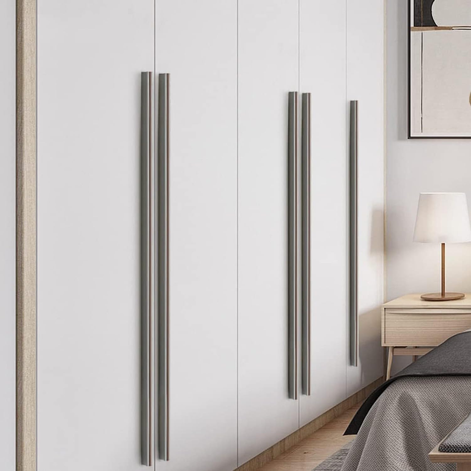 Graue Schubladengriffe 2 Stück, Möbelgriffe aus Aluminiumlegierung für Küchenschränke, Schranktüren und Kleiderschränke, moderne Griffe zum Schrauben, Length 1000mm, Length 1000mm