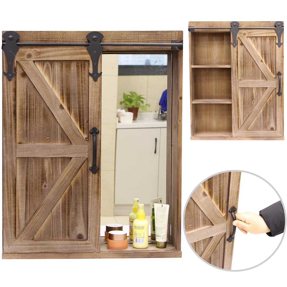 Melko Armoire murale à porte coulissante - Armoire à miroir - Armoire de salle de bain - Marron - Pour le salon