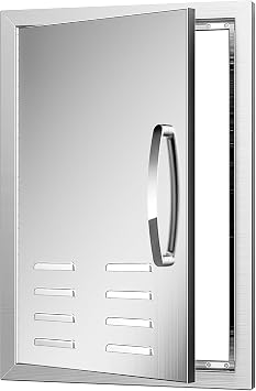 Outdoor Kitchen Doors with Vents - 17W x 24H Inch - 304 Stainless Steel BBQ Access Door with Detachable Handles for Outdoor Grill Cabinet,BBQ Island
