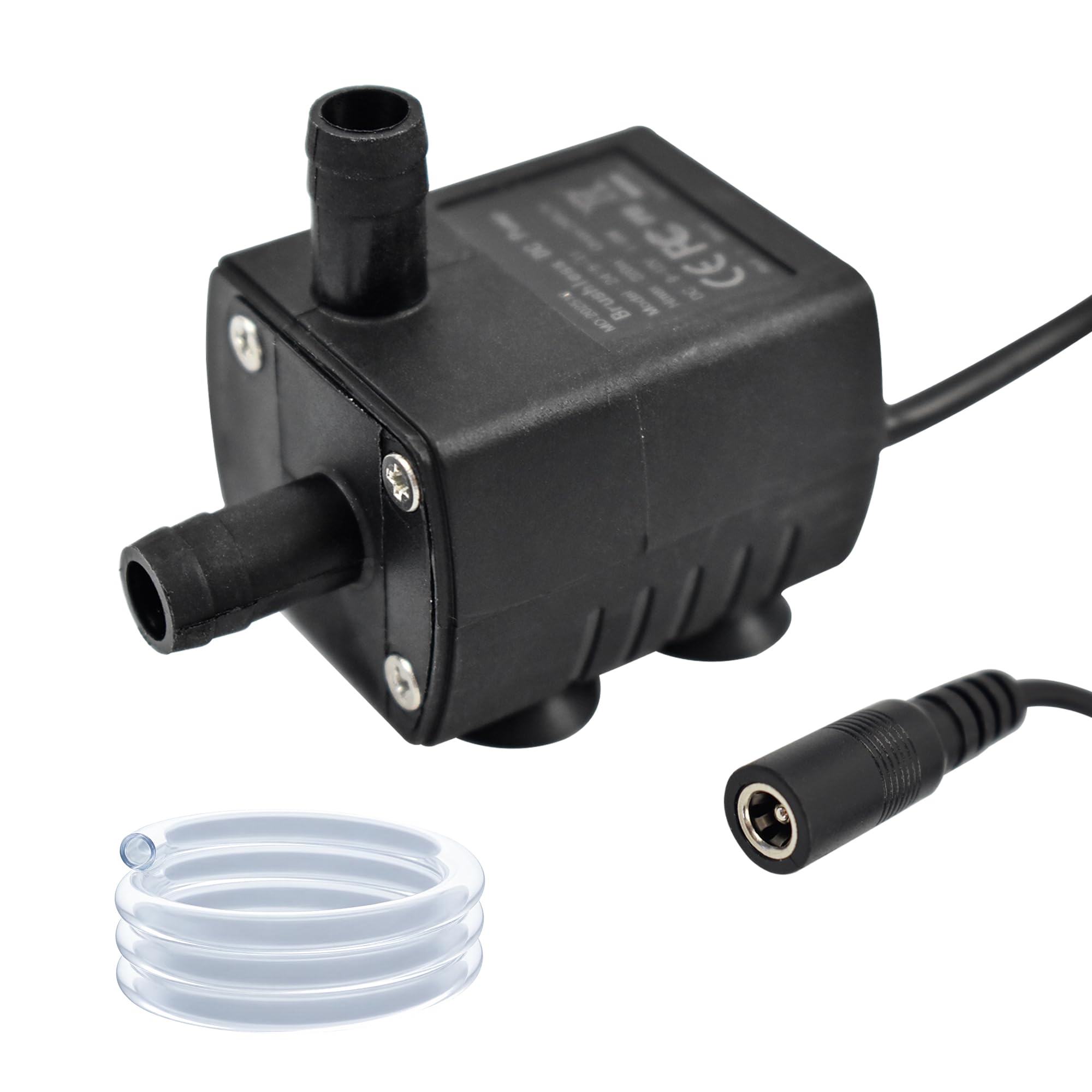 CONQUERALL DC 12V 5W Waterproof Submersible Pump 200L/H 2m with 3.3ft Tube for Yard Drainage, Hydroponics and Solar Fountain