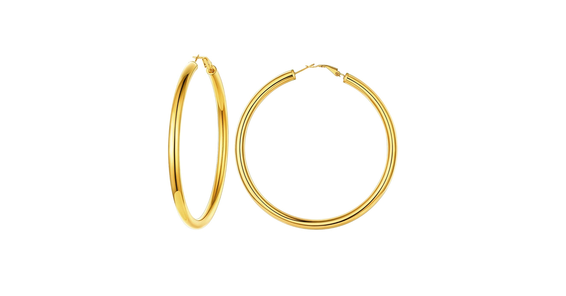 Amazon | FindChic フープピアス 80mm レディース 18金 18k