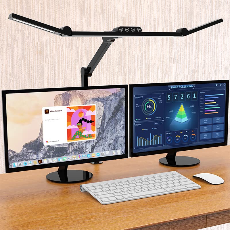 Niulight LED Lámpara de escritorio con pinza, 24W Ultra brillante Arquitecto Lámpara de mesa con iluminación atmosférica, atenuación automática y regulación continua para Home Office