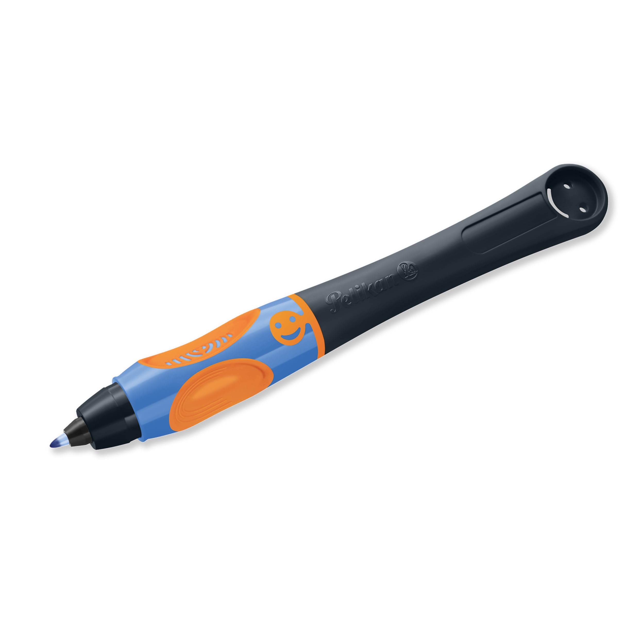 Pelikan Griffix Right-Handed Ink Pen, Ergonomic Rollerball for Children, Refillable Blue Ink, Neon Black