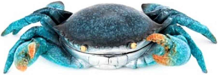 Nauti Bright Blue Polystone Crab Trinket Box for Jewelry and Keepsakes 9.5"x6"x3" Silver/Pewter Holder