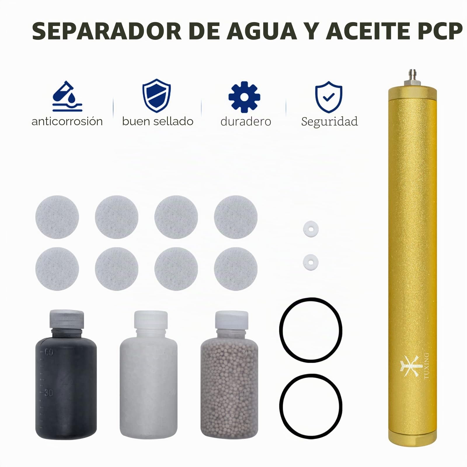 TUXING 4500psi PCP filtro de compresor de aire aceite filtro de agua separador de buceo con válvula de liberación separador 300Bar 30Mpa