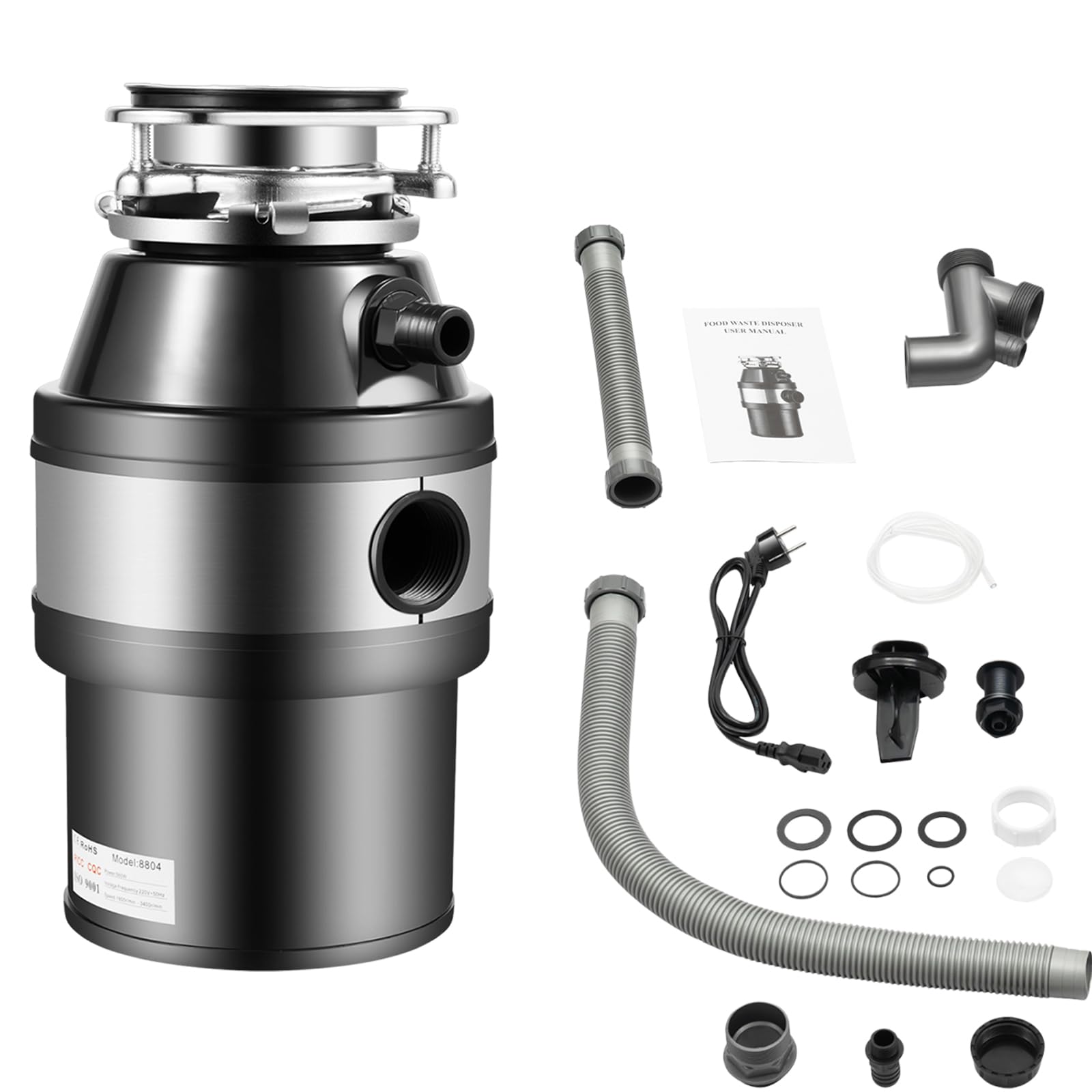 SHZICMY Triturador de Basura para Fregadero de Cocina 3/4 HP 3500 RPM Trituradora de Interruptor de Aire, Triturador de Residuos Domésticos, Eliminación de Residuos de Alimentos