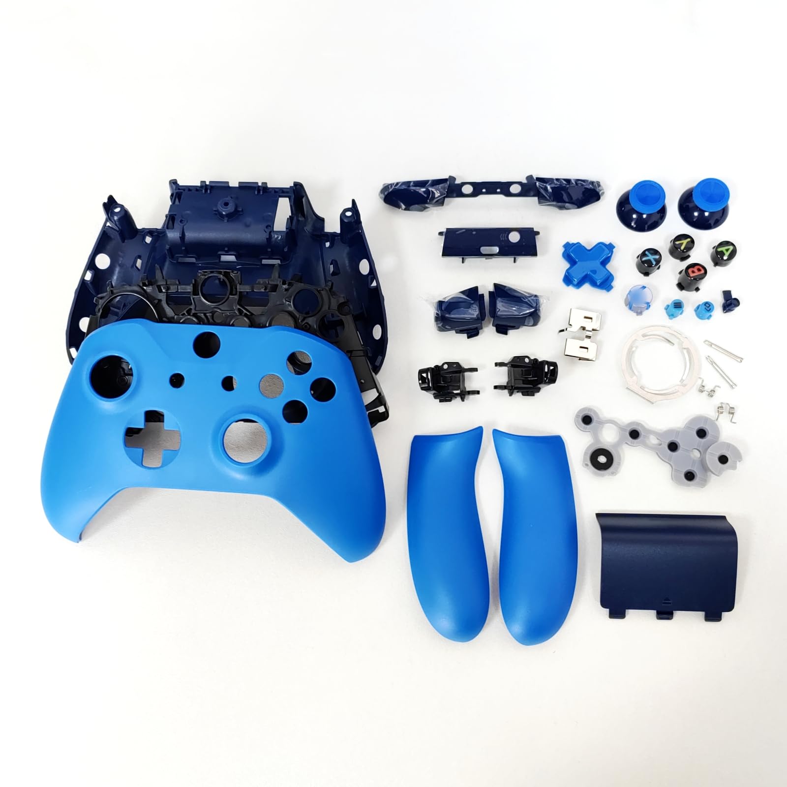 Kit de Remplacement du Coque de Boîtier Complet pour Xbox One S/X Manette (Modèle 1708), DIY Faceplate Couvercle Avant Plaques Arrière Buttons Accessories (Bleu)