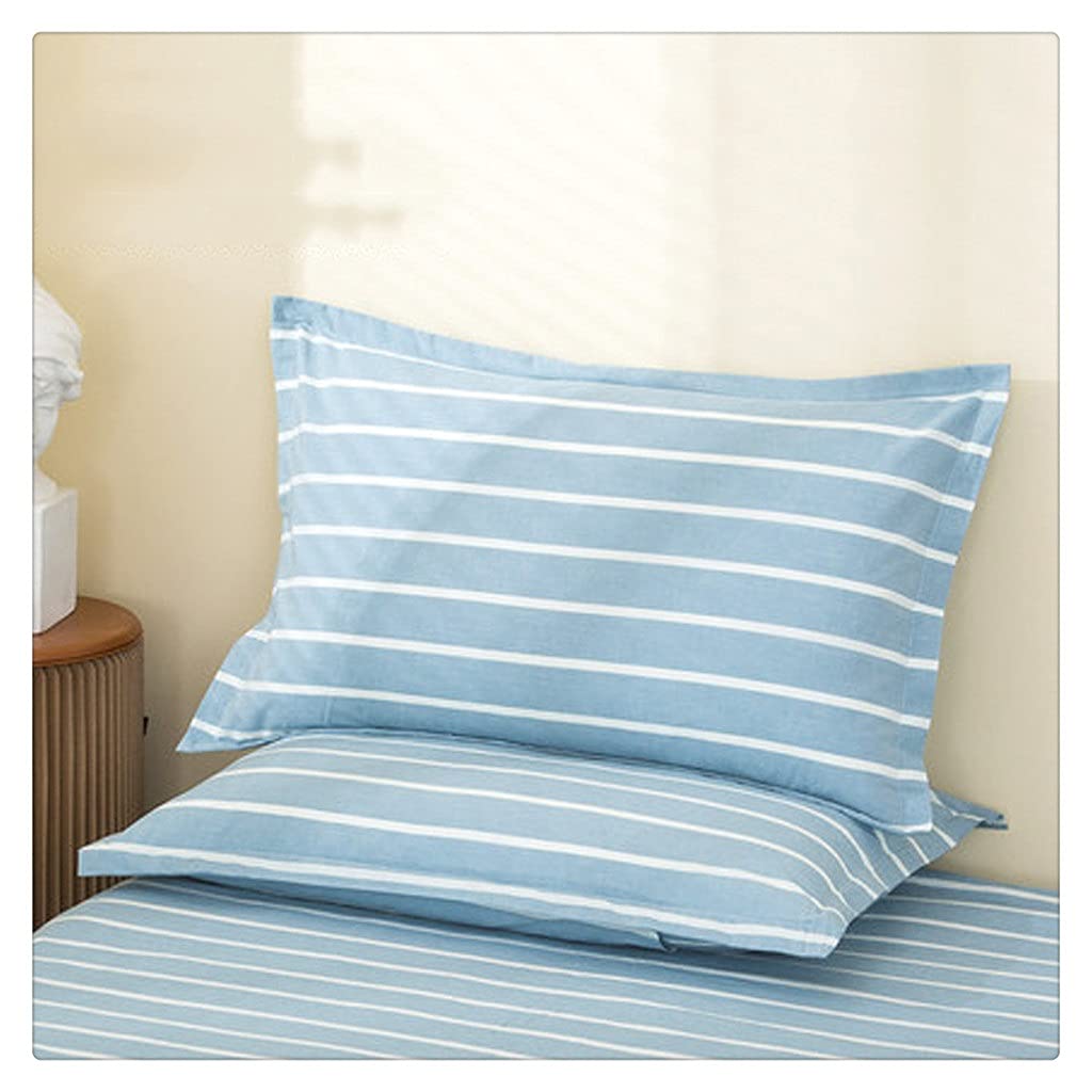 MFJGHU Northern Europe Grid Cotton Pillowcase Wrinkle Craft Super Soft Fall Sleep(Style B)
