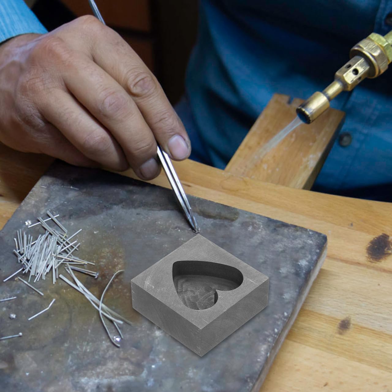 Gadpiparty Graphit Barrenform Herzform Gussformen für Metall Gold Silber Kupfer Schmelztiegel Gießform Herz Gussform Barren für DIY Schmuck Metallgießen