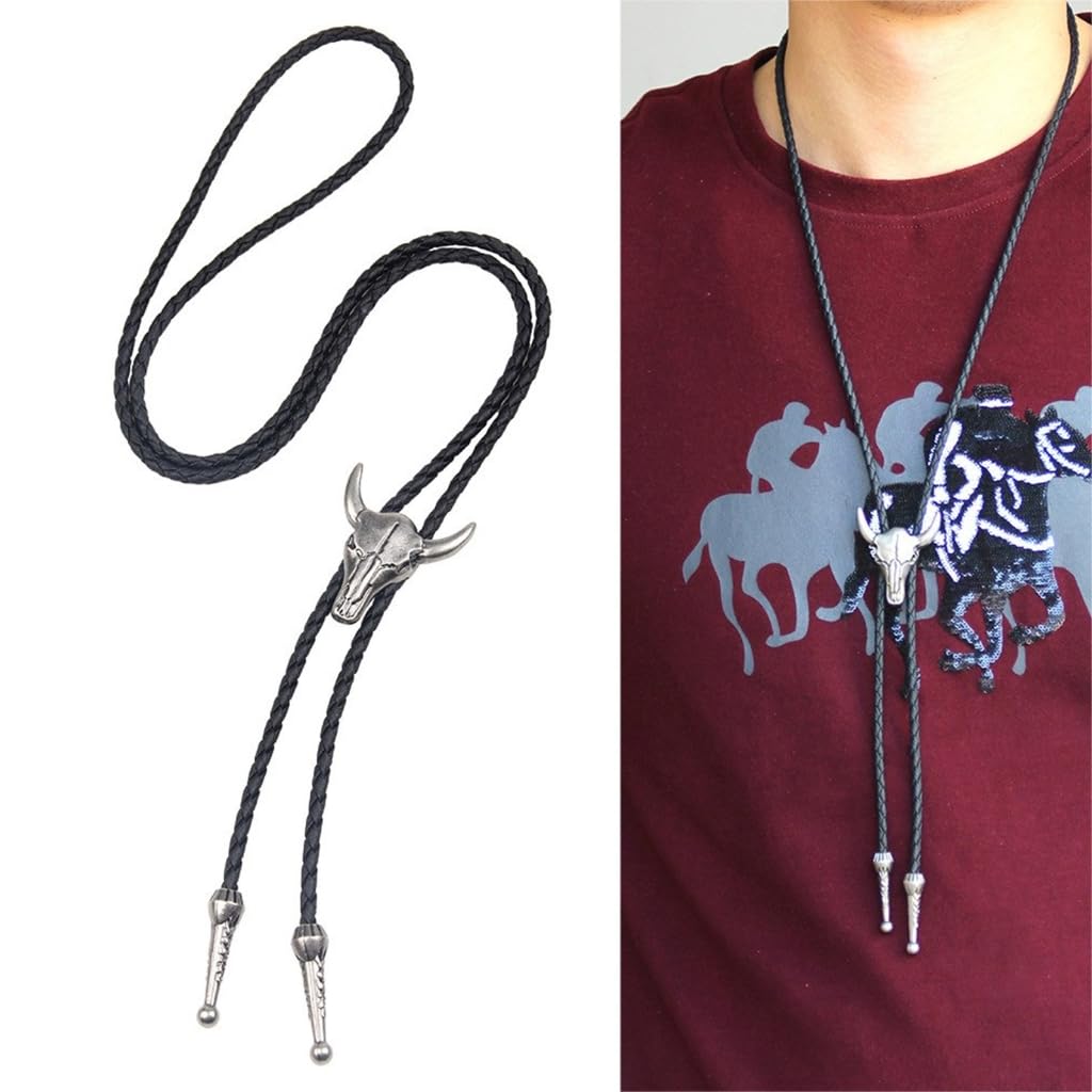 Cravatte da Cowboy, Fibbia Testa di Bue Rilievo da 2 Pezzi for Uomo, Donna, Sposo