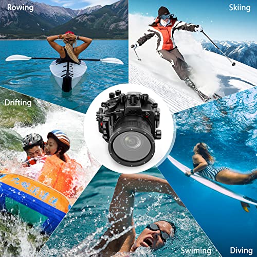 Image of Professional Waterproof Camera Housing Case Compatible with Sony A7iii A7riii, 40M /130FT Depth Underwater Protection (Black, Standard Port)