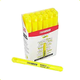 Marca Texto Gel Neon Caixa com 12 Unidades Para Bíblia Documentos Escola Não Mancha a Folha (Amarelo)