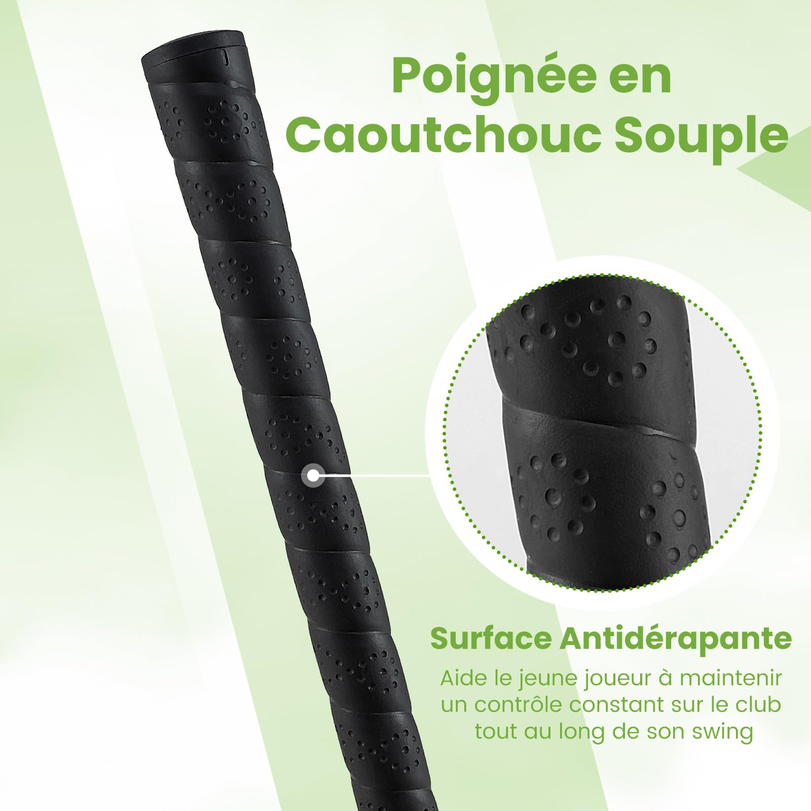 GYMAX Club de Golf pour Enfants, Fer Junior #7, Longueur 79cm pour Garçons et Filles 8-10 Ans, Grand Sweet Spot, Manche en Fibre de Verre, Couvre-Club, pour Entraînement des Débutants Droitier
