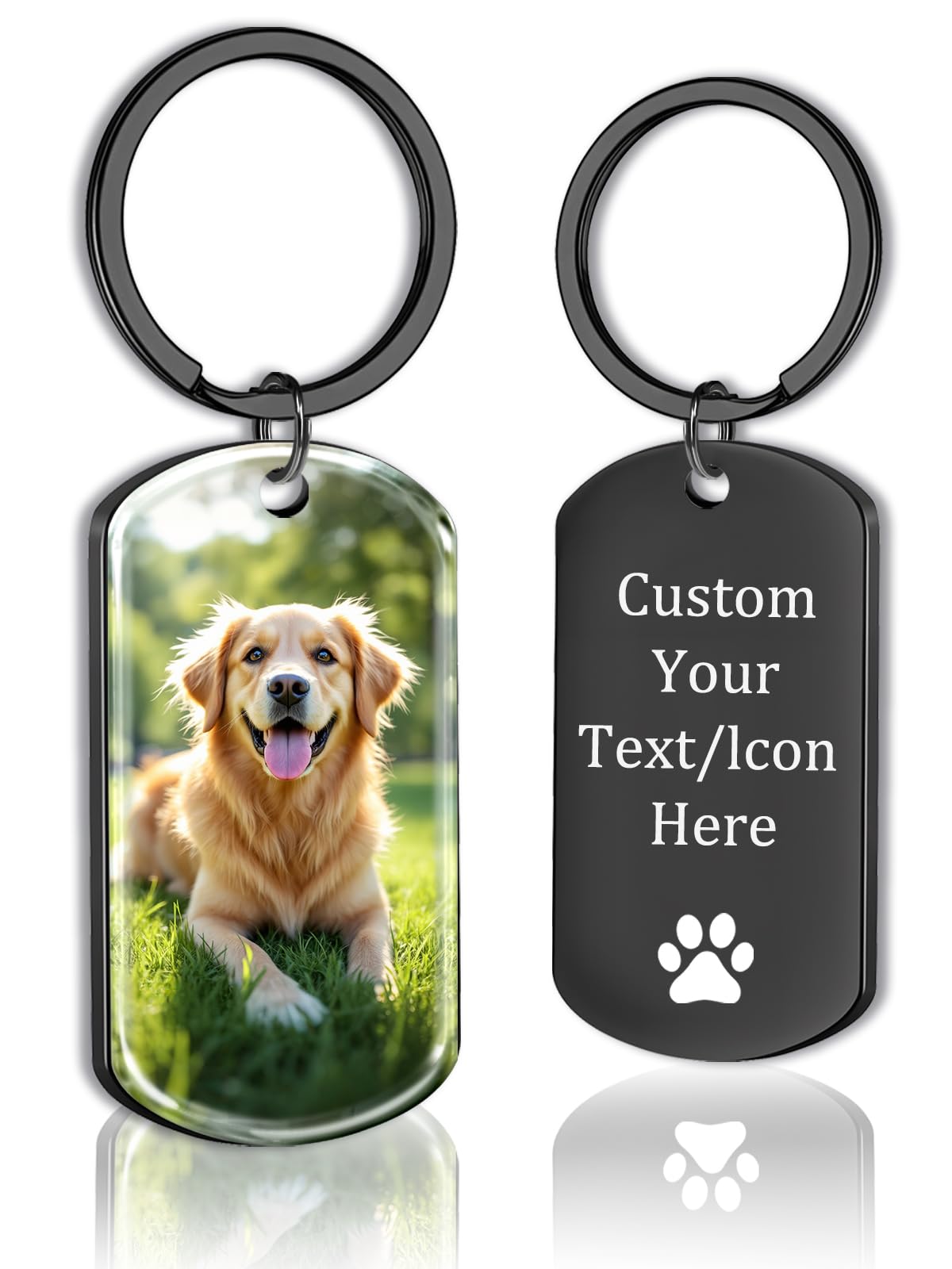 QORUPUGE Personalised Keyring Pet Photo Personalised Dog Memorial Gifts for Loss of Dog Custom Keychain with Pet Photo Pet Bereavement Gifts for Pet Lover