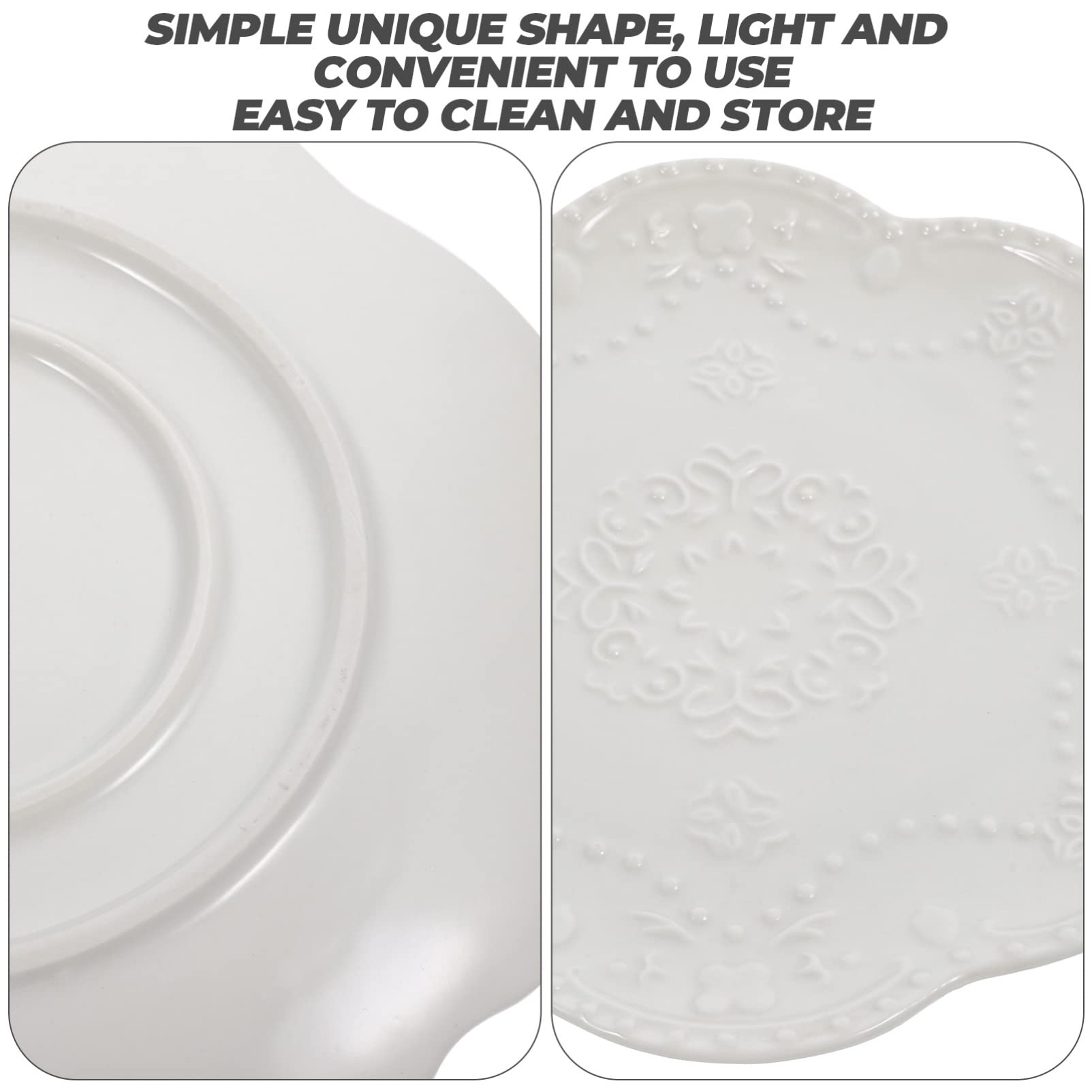 BESTonZON Piatto Decorativo in Ceramica Bianco dal Bordo Goffrato