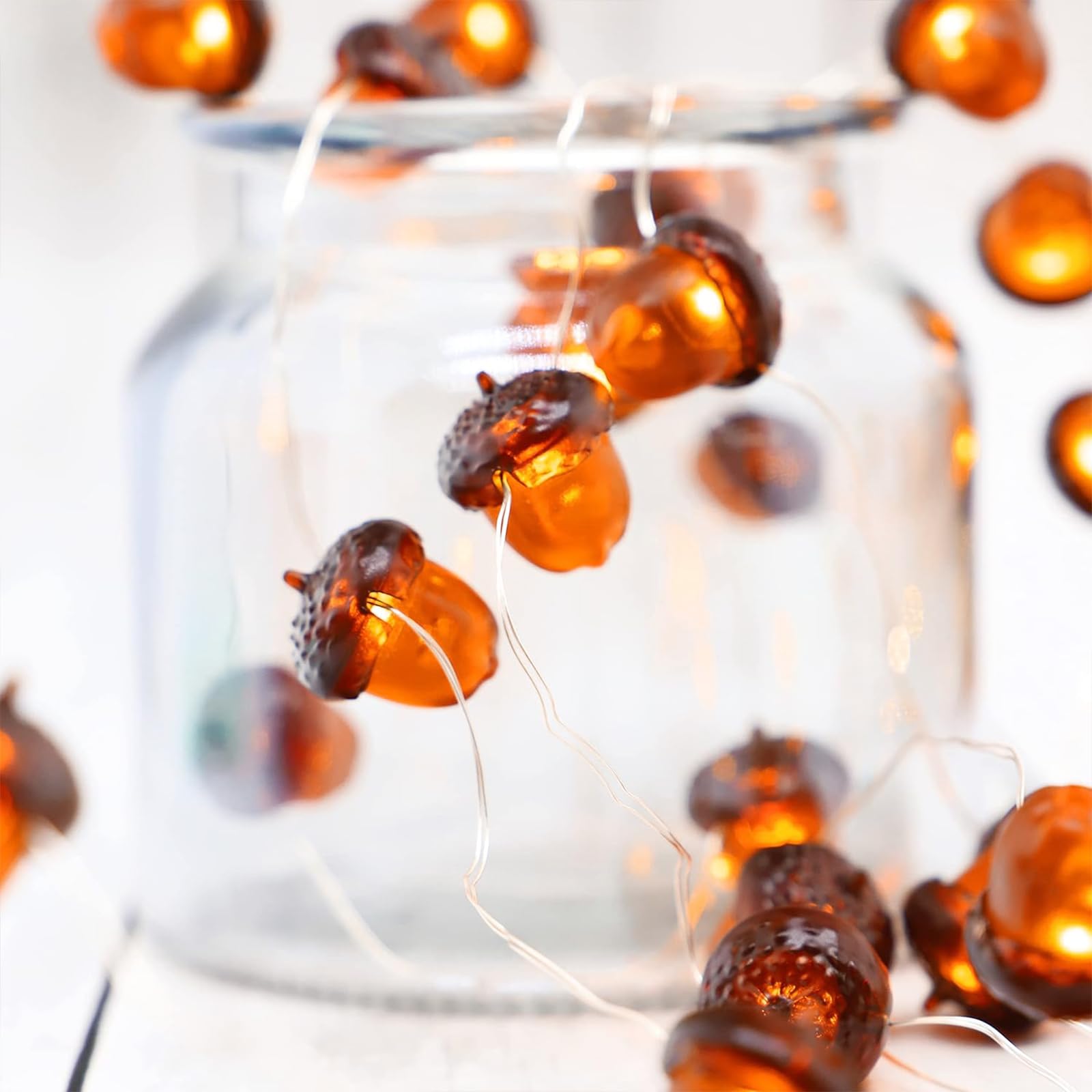 Herbst Eichel Lichterkette,2M 20 LED Eicheln Deko Lichterketten,Thanksgiving for Home Lichterketten,Batteriebetrieben,Herbst Eichel Dekoratives Licht für Herbst, Thanksgiving, Halloween