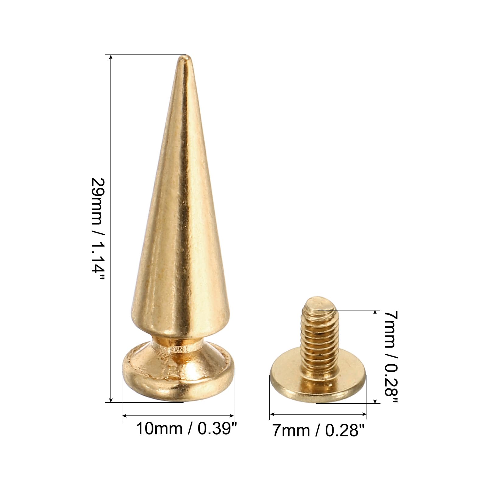 PATIKIL 29mm Studs for Clothing 20 Sets Studs and Spikes Leather Rivets Cone Spikes Metal Screw Studs for Clothing Leather Crafts Fabric Shoes Punk Bag Leathercraft - Image 2