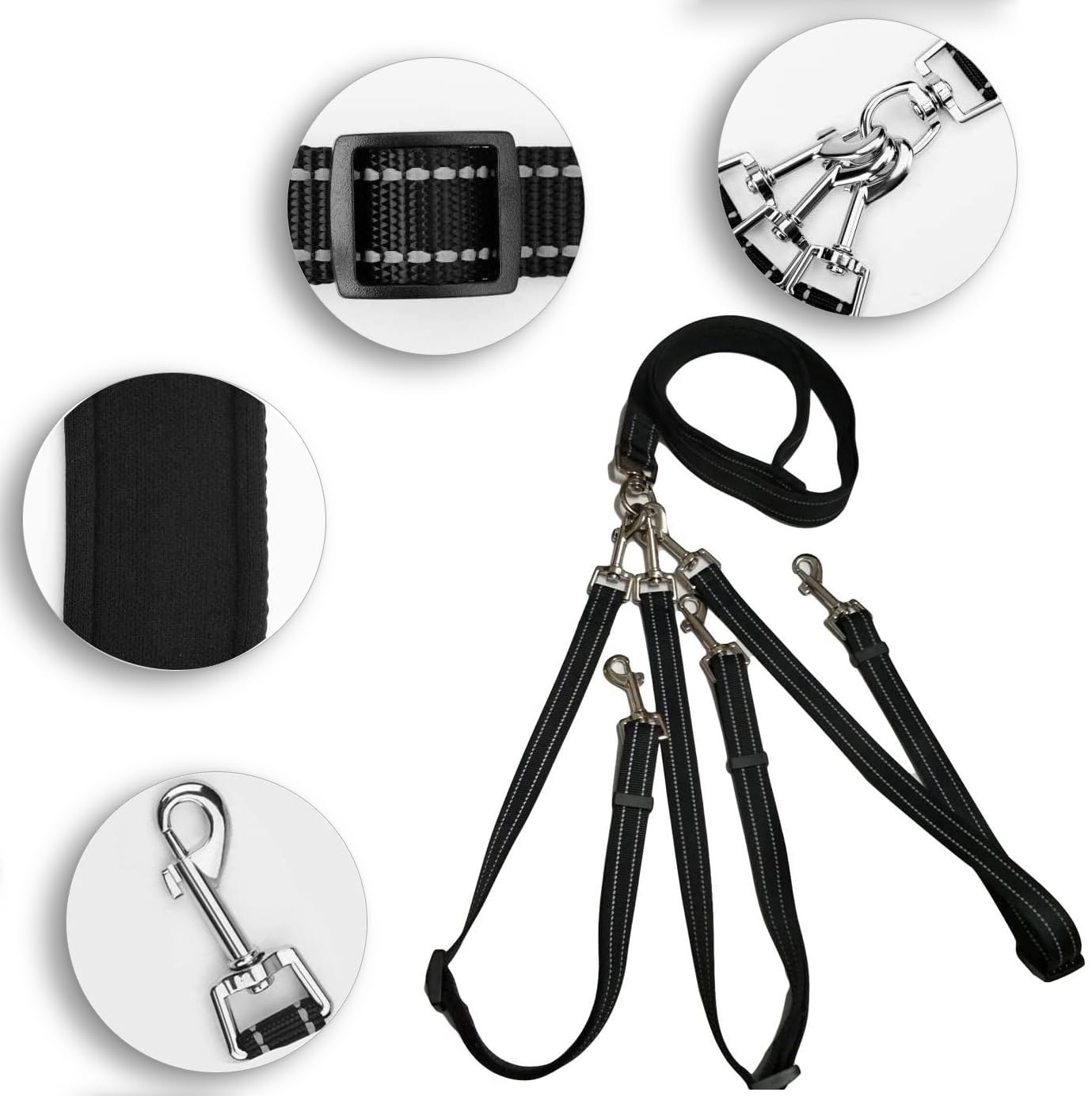 Guinzagrio 3 In 1 Per Cani - Regolabile, Per 1,2 O 3 Cani, Nylon - Foto 11