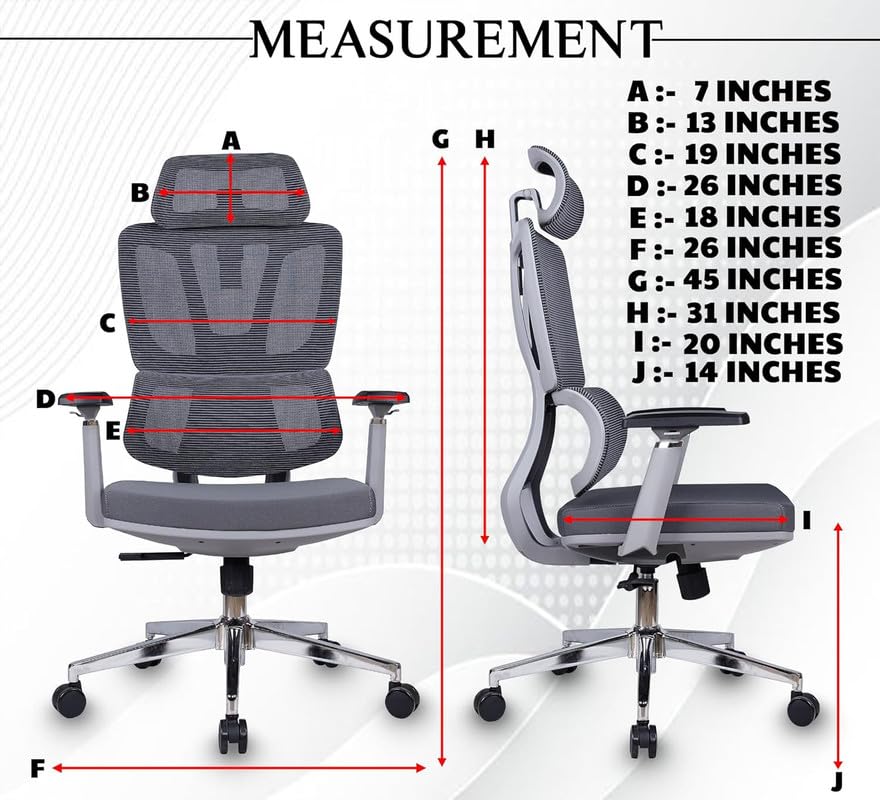 Image of Mesh High Back Ergonomic Chair | Executive Office Chair for Work from Home and for Study | Multi Lock System, Design for Long-Hour Tasks