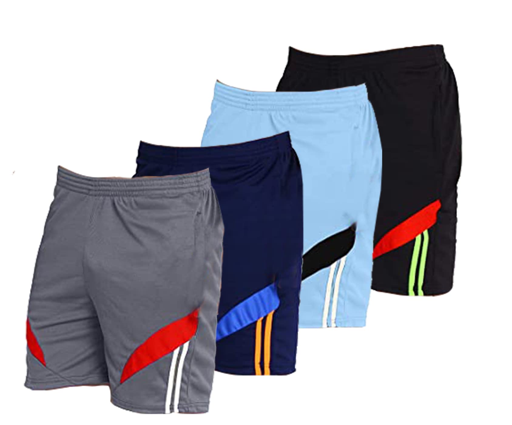 Fort Worth 4 Pcs Pack Men's Mesh Athletic Performance Gym Shorts with Zipper Pockets-picture-46