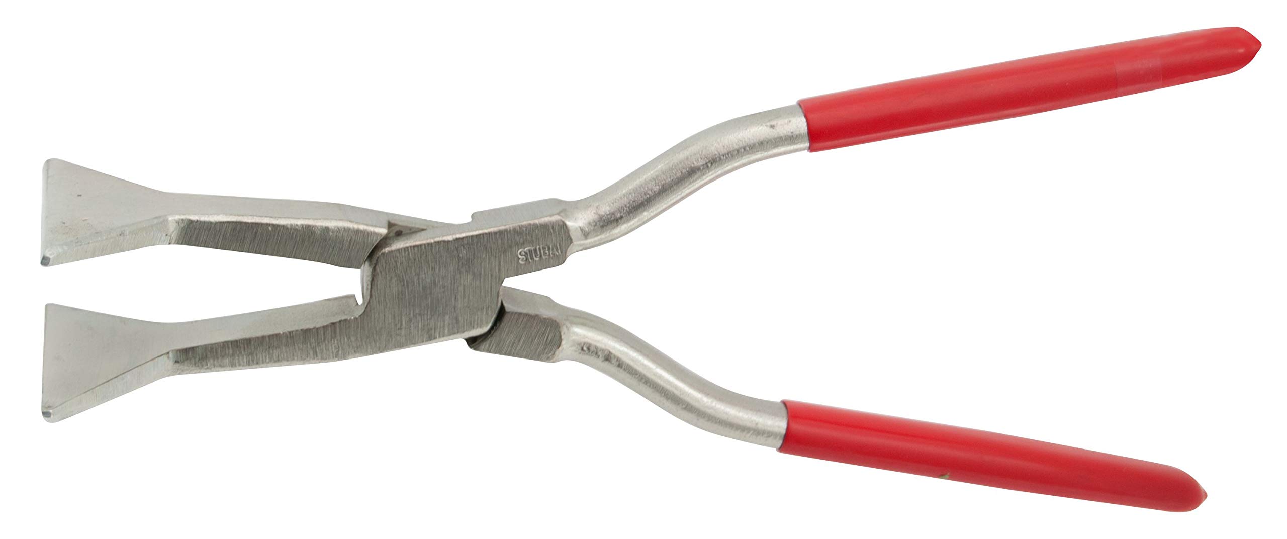 Stubai Quetschfalzzange gerade 80 mm – Spezialfalzzange aus C45, eingelegtes Gewerbe, vergütete Backen/Maul, abgerundete Kanten, Eckfalzen, rot kunststoffbeschichtet, 820 g (Stubai-282851NR)