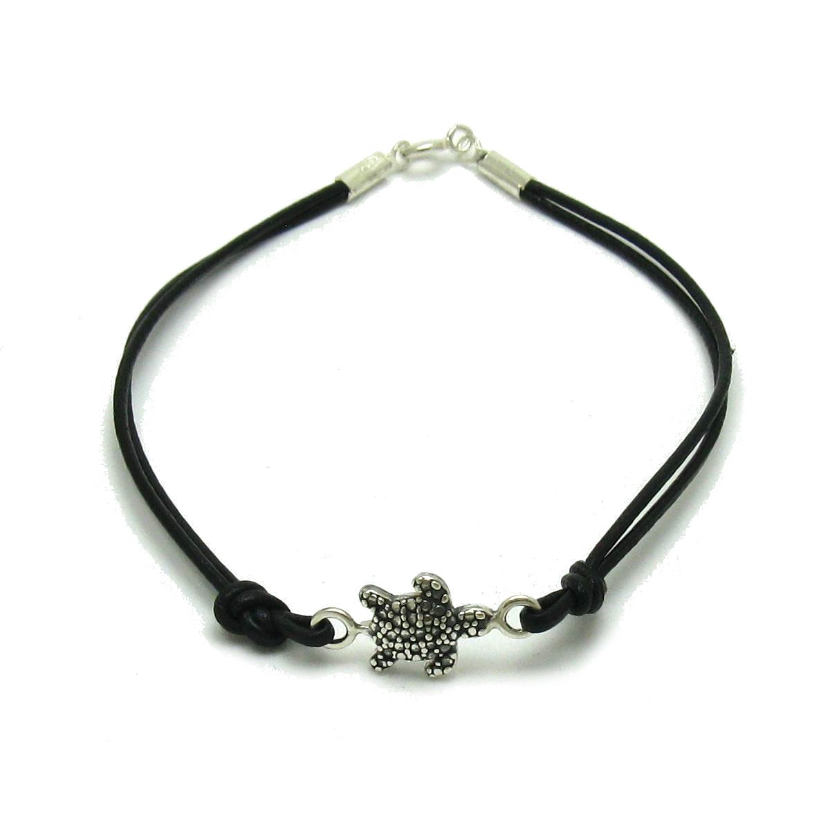 Bracelet tortue argent massif 925 et cuir de qualité supérieure - 3