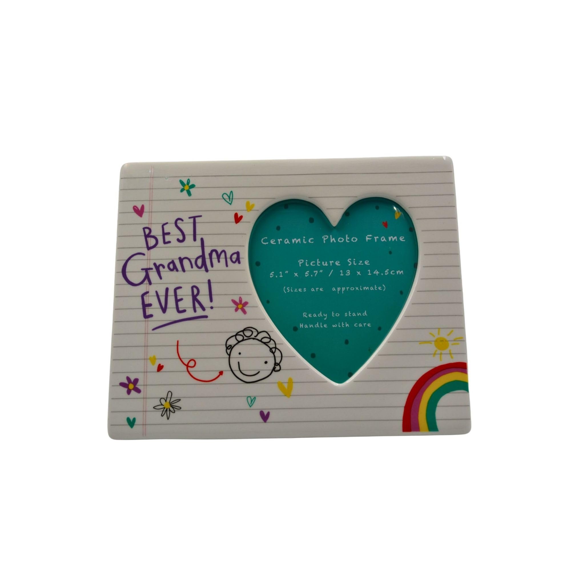 Hox White Scribbles Ceramic Photo Frame - Grandma,
