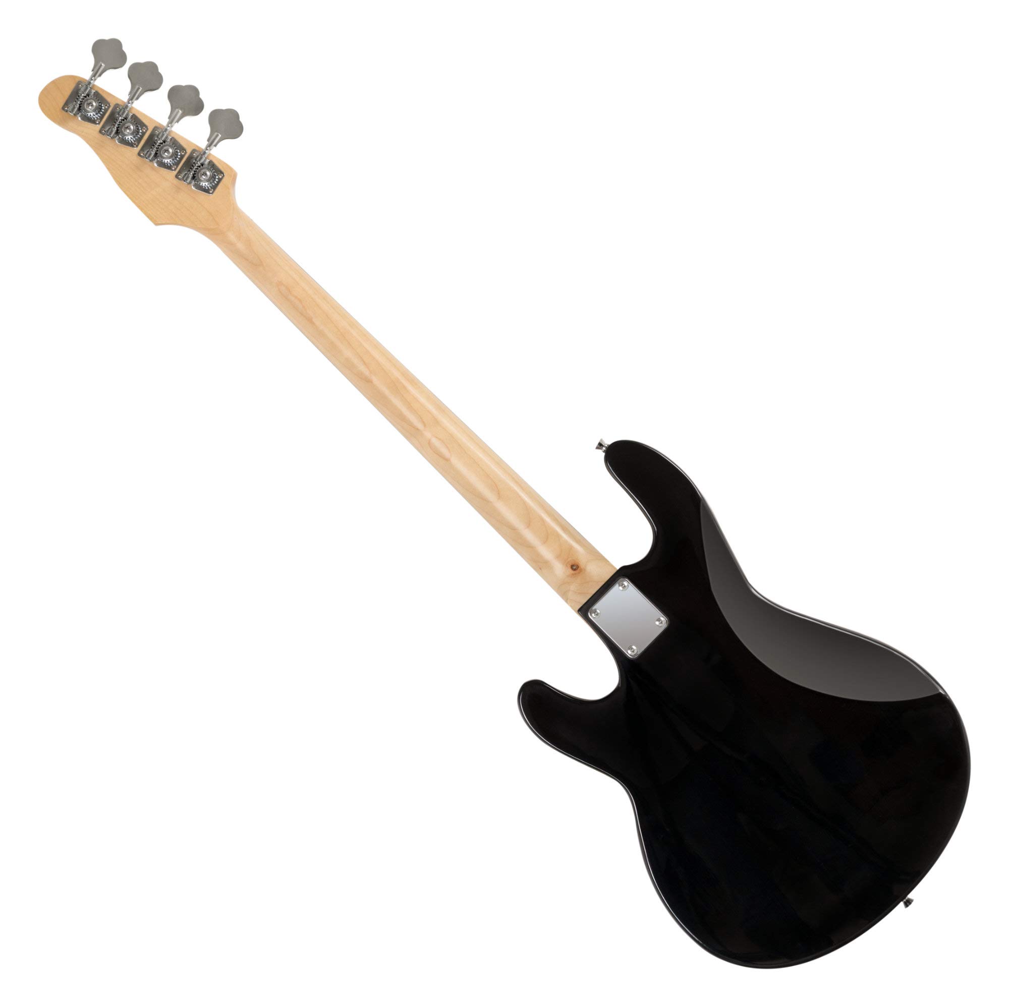 Rocktile MB-4 BK E-Bass Super Set - Body: Linde, Hals: Ahorn - 2 Single Coil-Pickups im Humbucker-Format - Inklusive Amp, Gigbag, Tuner, Gurt, Ständer, Kabel und Schule - Schwarz
