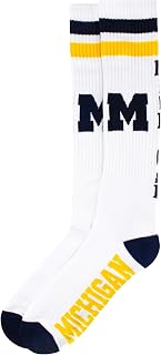 NCAA Michigan Wolverines White Tube Socks, One Size, Blue