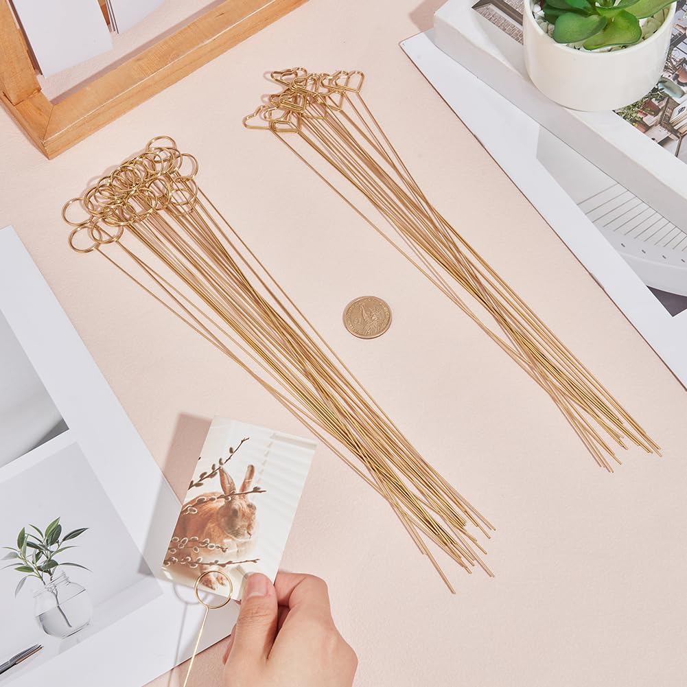 CREATCABIN 40 pz. Bastoncini per Biglietti Floreali Portafiori Metallo Dorato Acciaio A Forma Cuore per Biglietti Regalo Foto Immagini Porta Memo Bastoncini Composizioni Floreali Matrimonio Fai Te