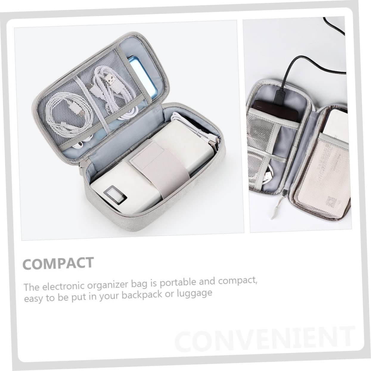 3 Pezzi Organizer Elettronico per Accessori Digitali Custodia da Viaggio Grande Grigia Elegante per Cavi Dati Caricabatterie e Hard Disk Borsa Portatile Protettiva e Compatta con