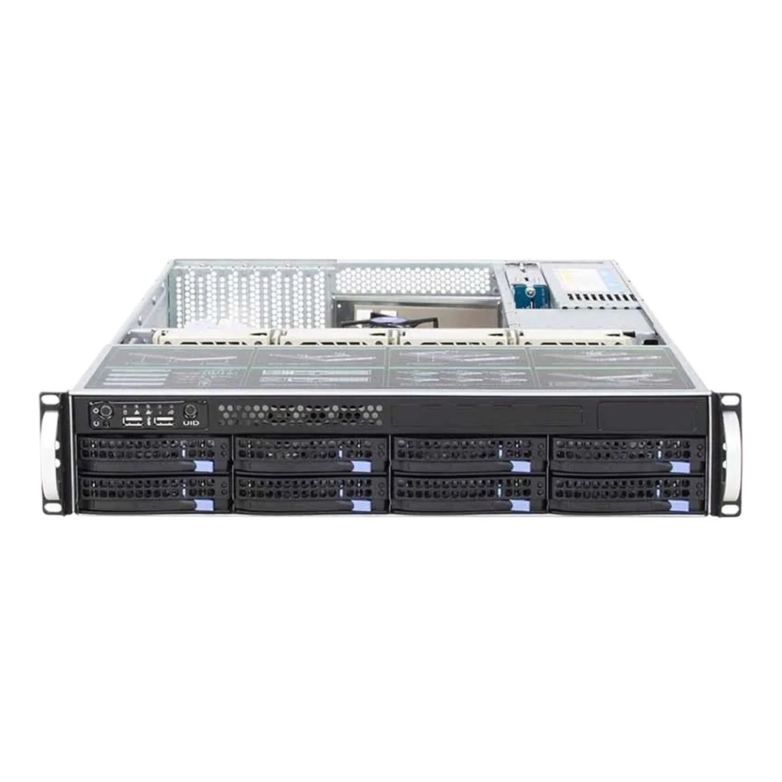 Głębokość 56 cm kompaktowa super ogromna pamięć 2U 560 8 wnęk płyta Hot Rack serwer obudowa 8 wnęk Hotswap 2U 560 mm obudowa (z płytą montażową SATA)
