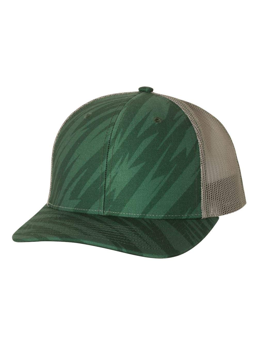 RichardsonCap Adult Unisex Plaid Front/Mesh Back Adjustable Caps (US), Streak Dark Green/ Charcoal, One Size